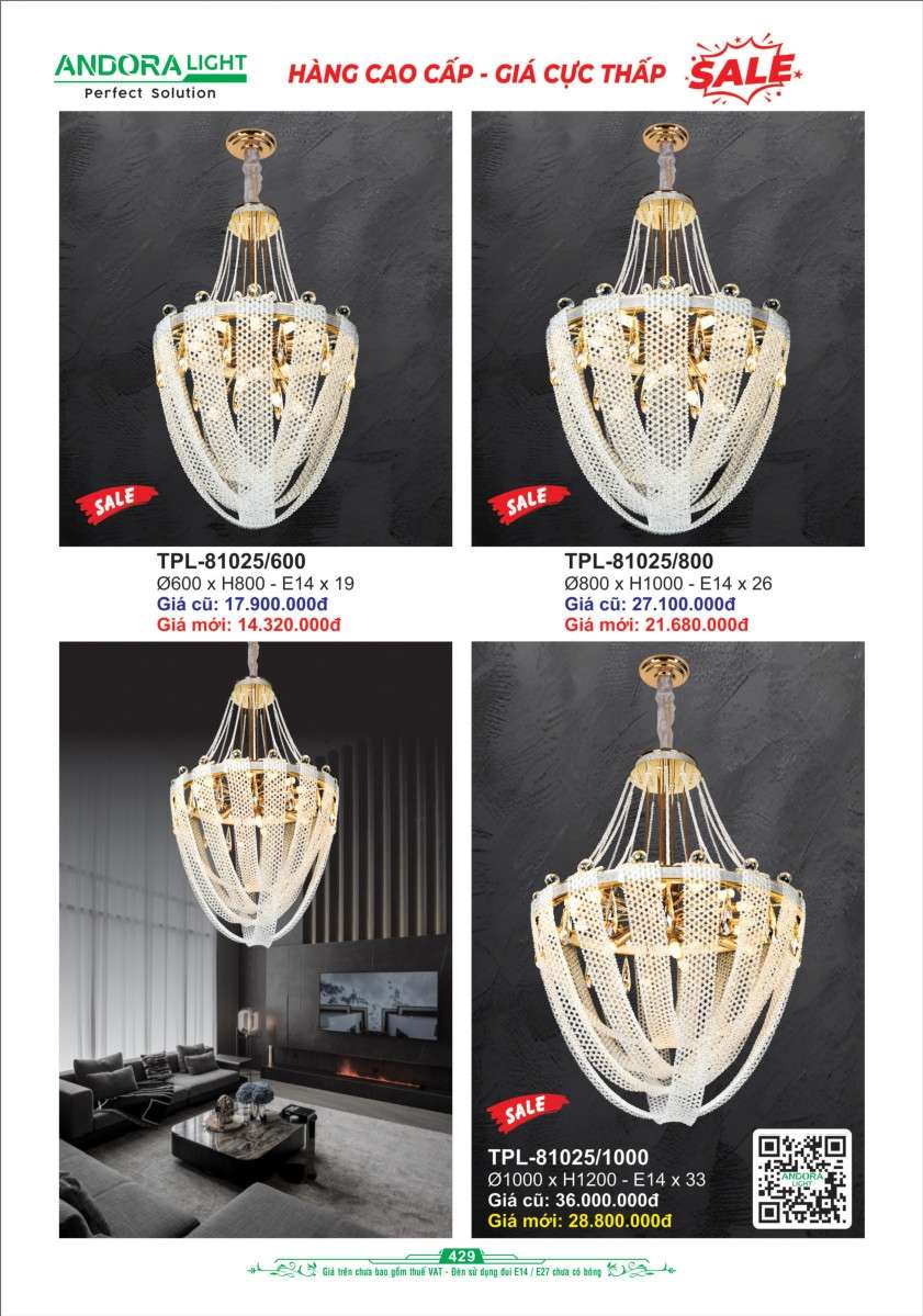 Đèn chùm pha lê Andora Light TPL-81025, TPL-6915, TPL-9368