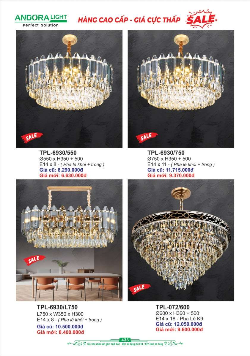 Đèn chùm pha lê Andora Light TPL-6939, TPL-072
