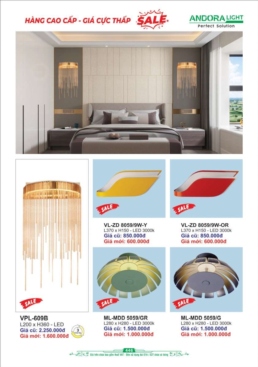 Đèn vách Andora Light VL-ZD 8059, VL-MDD 5059, VPL-609B
