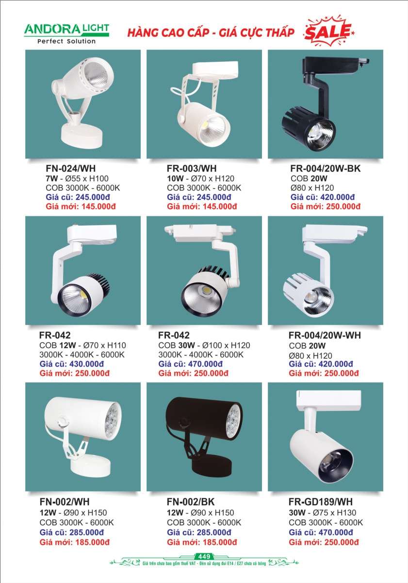 Đèn led Andora Light FN-024, FR-003, FR-004, FN-042, FN-002, FR-GD189