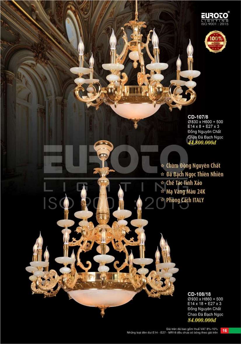 Đèn chùm đồng Euroto CD-107/8, CD-108/18