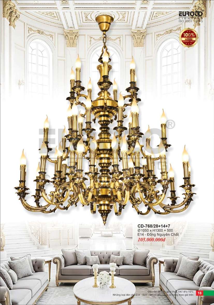 Đèn chùm đồng Euroto CD-768/28+14+7