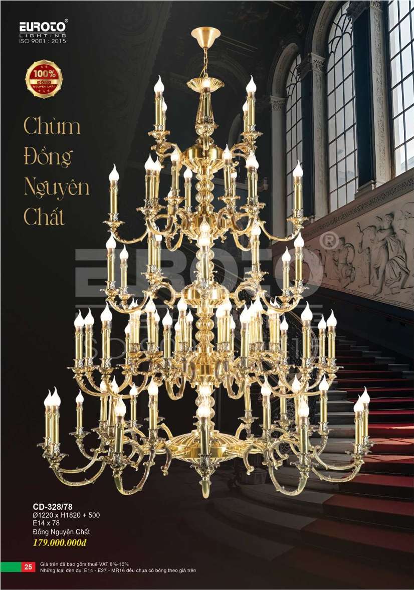 Đèn chùm đồng Euroto CD-328/78