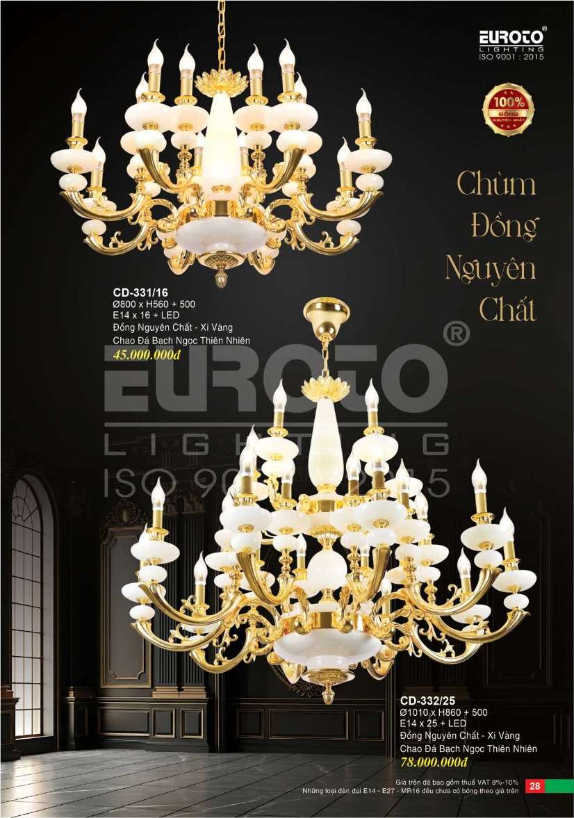 Đèn chùm đồng Euroto CD-331/16, CD-332/25