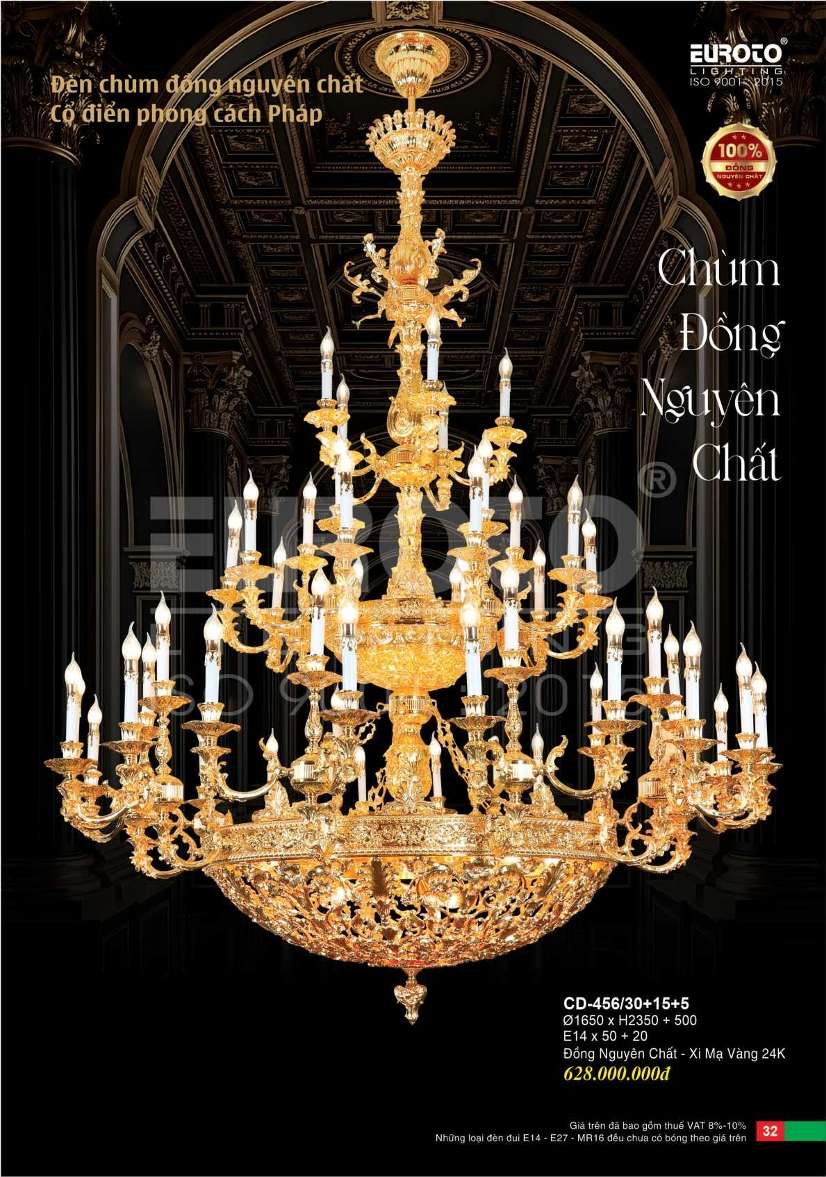 Đèn chùm đồng Euroto CD-456/30+15+5