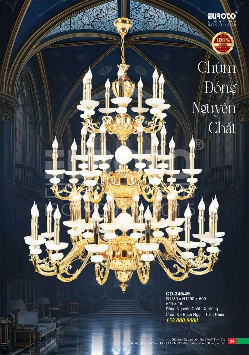 Đèn chùm đồng Euroto CD-345/49