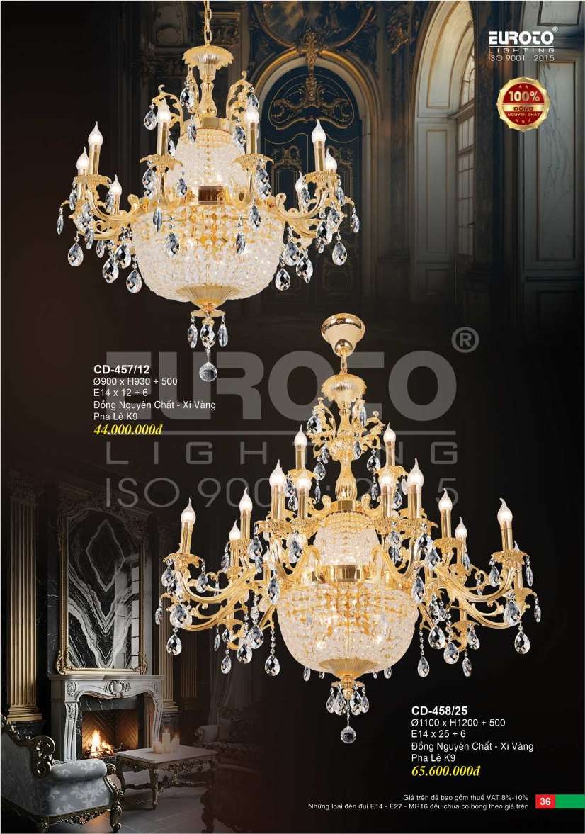 Đèn chùm đồng Euroto CD-457/12, CD-458/25