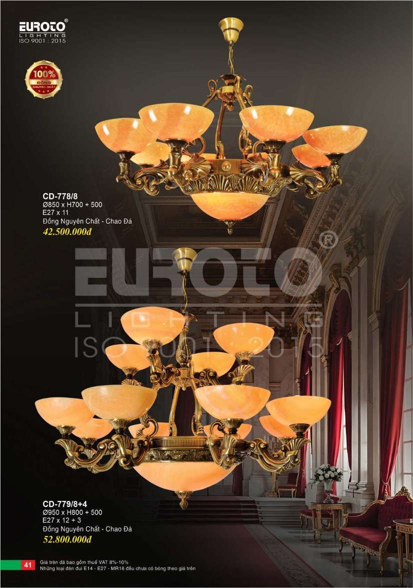 Đèn chùm đồng Euroto CD-778/8, CD-779/8+4