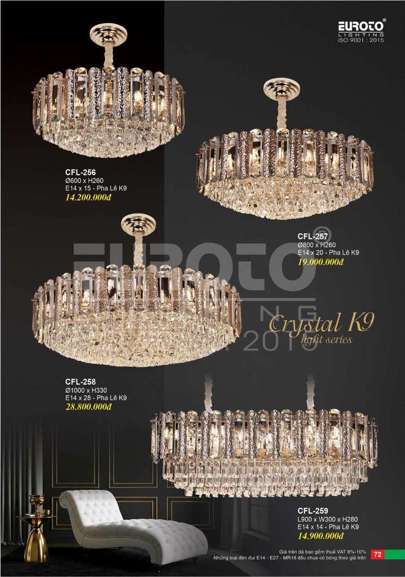 Đèn chùm pha lê Euroto CFL-256, CFL-257, CFL-258, CFL-259