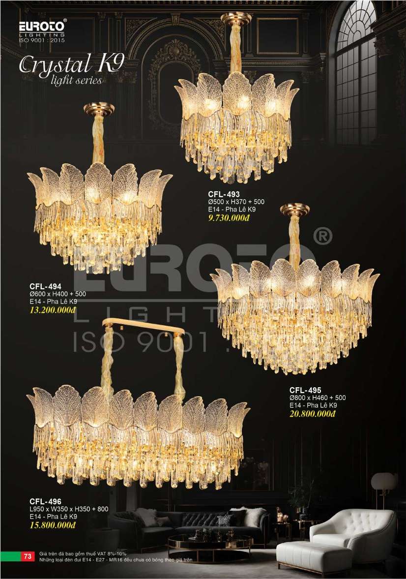 Đèn chùm pha lê Euroto CFL-493, CFL-494, CFL-495, CFL-496