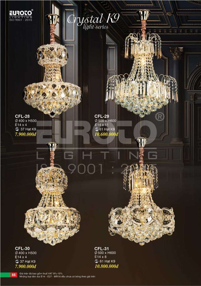 Đèn chùm pha lê Euroto CFL-28, CFL-29, CFL-30, CFL-31