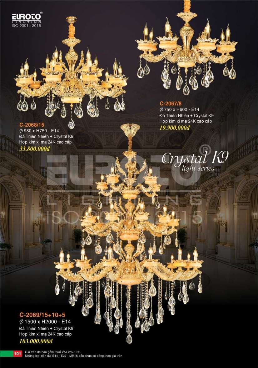 Đèn chùm Euroto C-2067/8, C-2068/15, C-2069/15+10+5