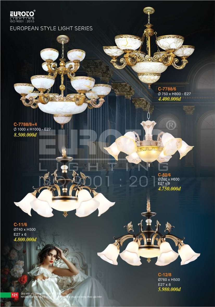 Đèn chùm Euroto C-7788/6, C-7788/8+4, C-50/6, C-11/6, C-12/8
