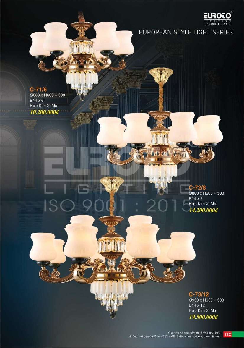Đèn chùm Euroto C-71/6, C-72/8, C-73/12