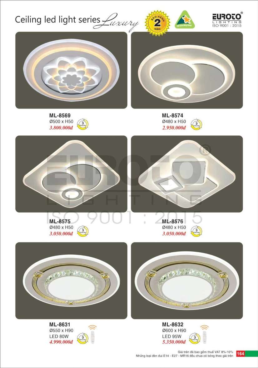 Đèn mâm led Euroto ML-8569, ML-8574, ML-8575, ML-8576, ML-8631, ML-8632