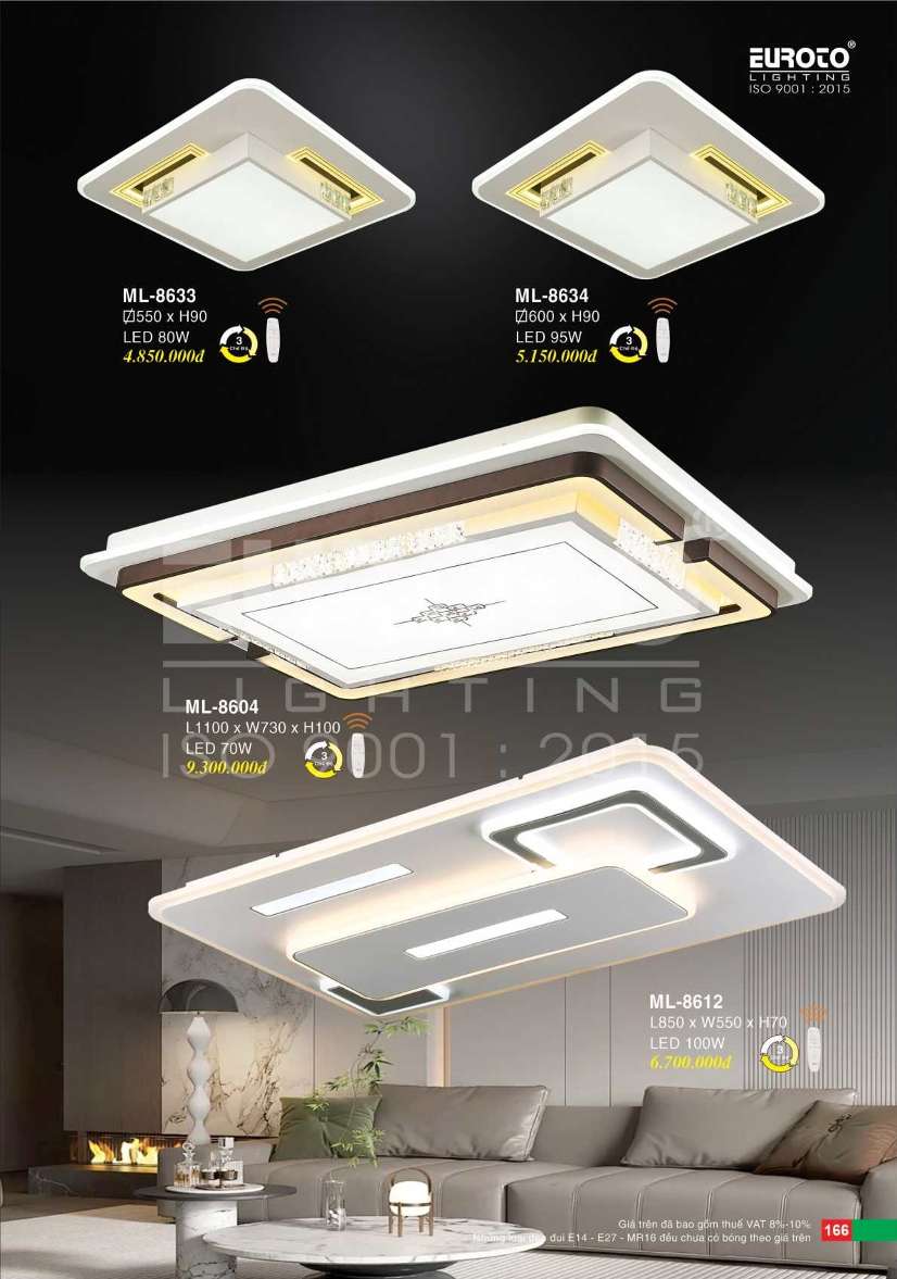 Đèn mâm led Euroto ML-8604, ML-8612, ML-8633, ML-8634