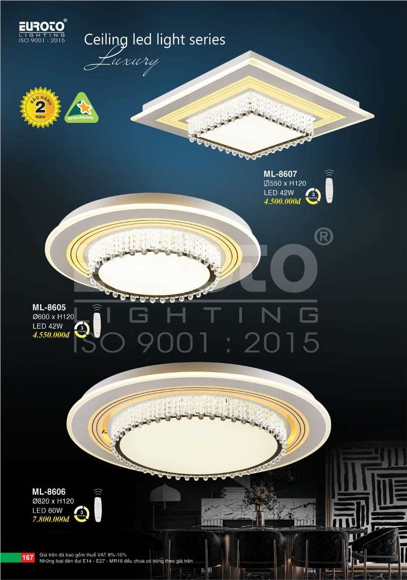 Đèn mâm led Euroto ML-8605, ML-8606, ML-8607
