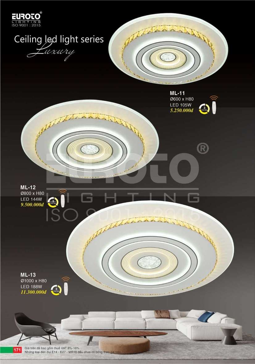 Đèn mâm led Euroto ML-11, ML-12, ML-13