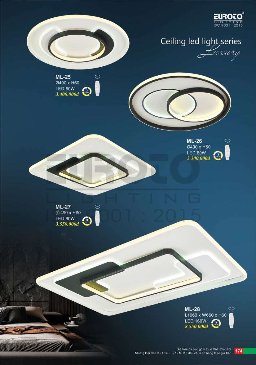 Đèn mâm led Euroto ML-25, ML-26, ML-27, ML-28