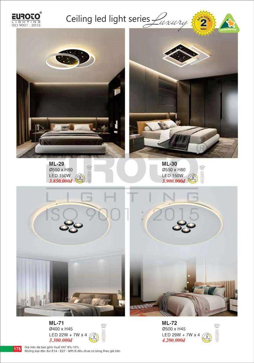 Đèn mâm led Euroto ML-29, ML-30, ML-71, ML-72
