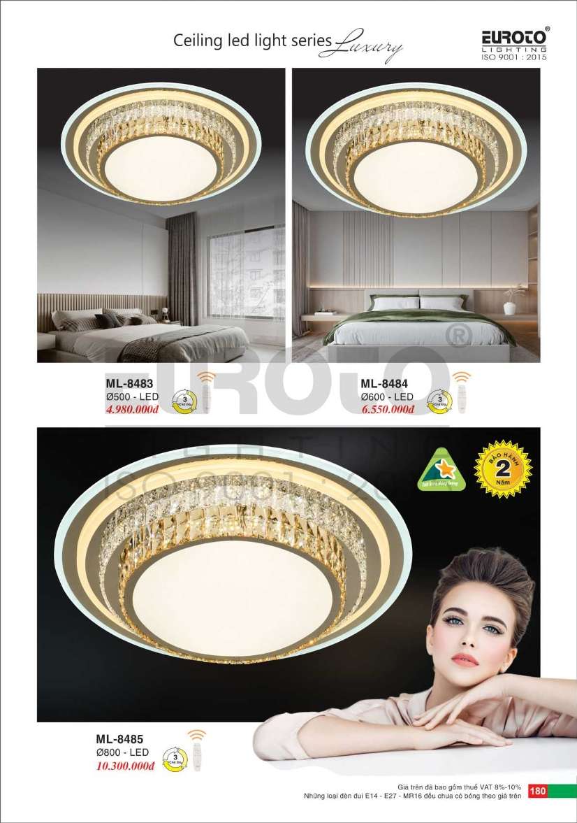 Đèn mâm led Euroto ML-8483, ML-8484, ML-8485