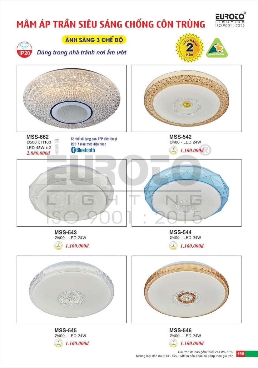 Đèn mâm áp trần Euroto MSS-542, MSS-543, MSS-544, MSS-545, MSS-546, MSS-662