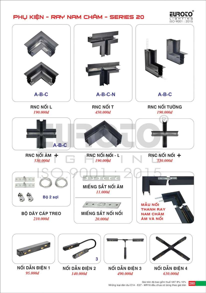 Phụ kiện ray nam châm Euroto