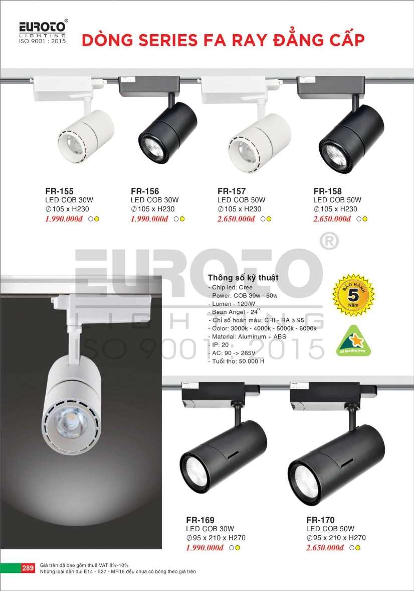 Đèn ray Euroto FR-155, FR-156, FR-157, FR-158, FR-169, FR-170