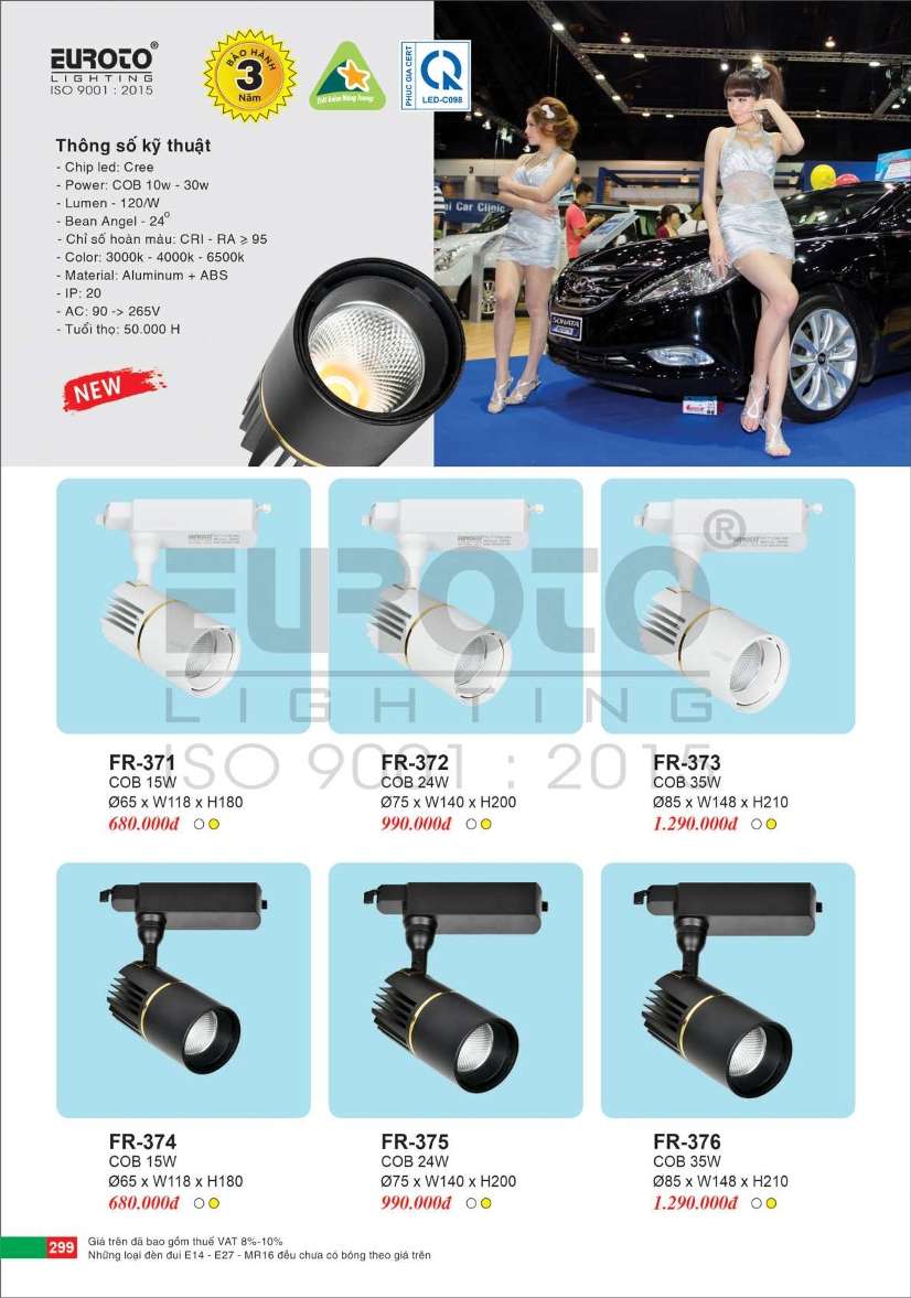 Đèn spotlight Euroto FR-371, FR-372, FR-373, FR-374, FR-375, FR-376