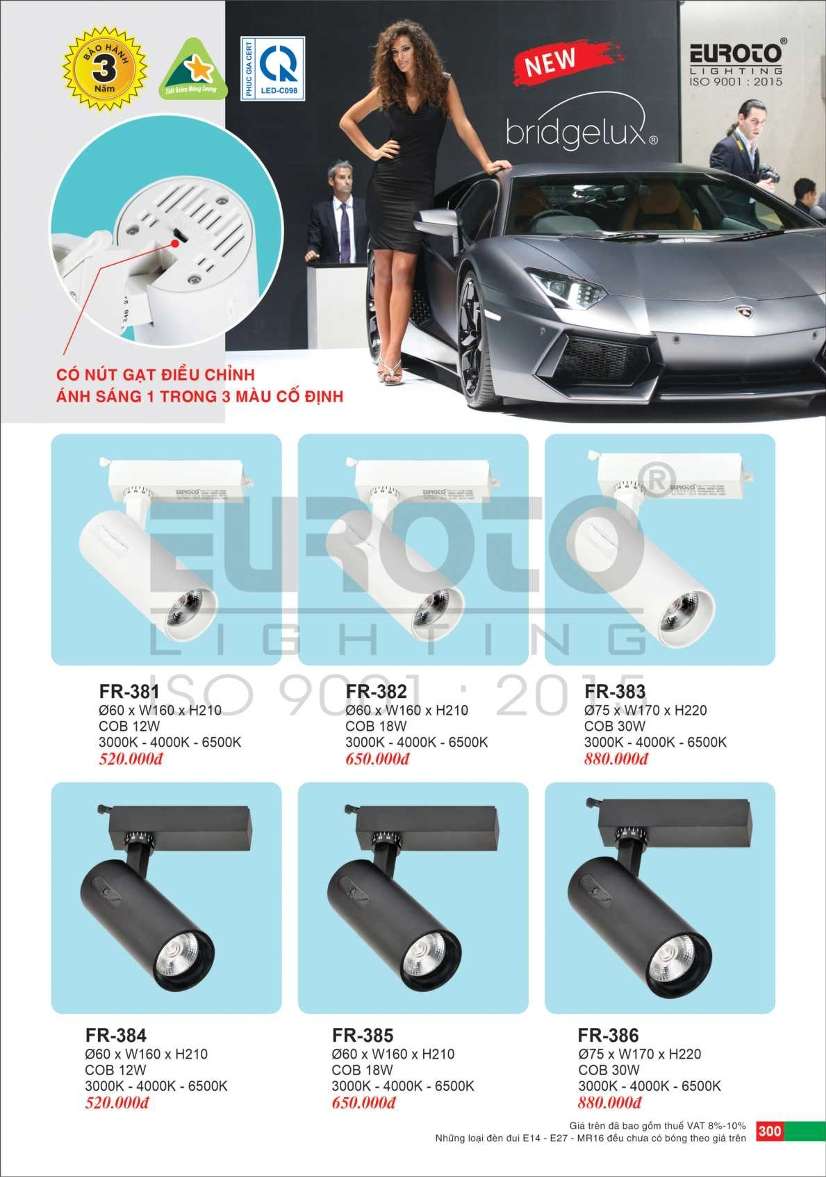 Đèn spotlight Euroto FR-381, FR-382, FR-383, FR-384, FR-385, FR-386