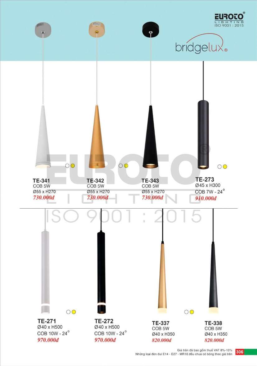 Đèn spotlight Euroto TE-341, TE-342, TE-343, TE-271, TE-272, TE-273, TE-337, TE-338