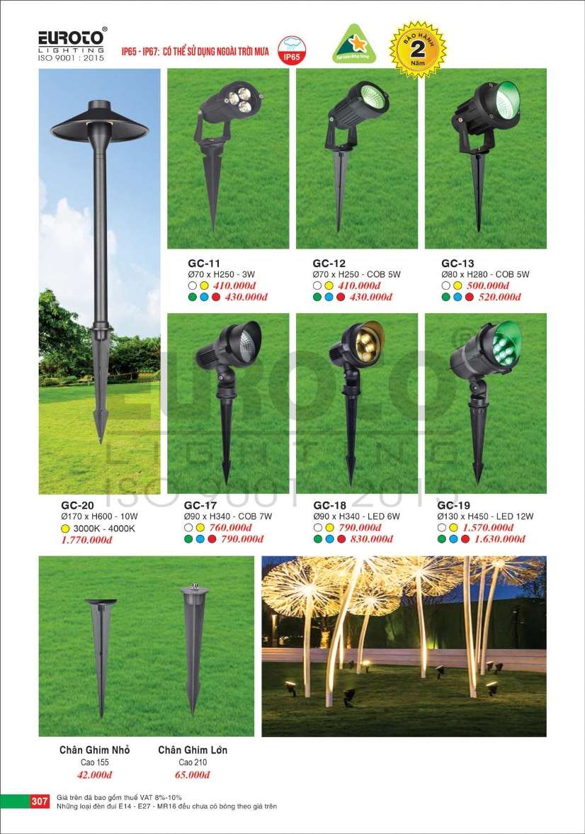 Đèn ghim cỏ Euroto GC-11, GC-12, GC-13, GC-17, GC-18, GC-19, GC-20
