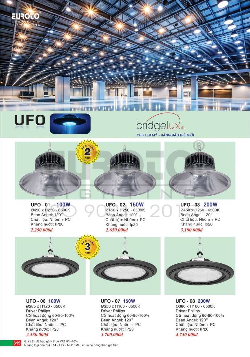 Đèn UFO Euroto UFO - 01, UFO - 02, UFO - 03, UFO - 06, UFO - 07, UFO - 08