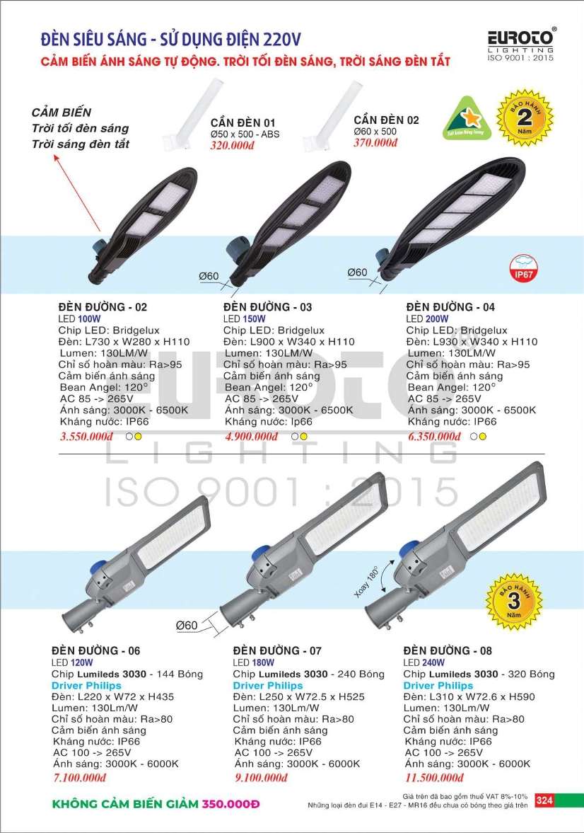 Đèn đường Euroto ĐÈN ĐƯỜNG - 02, ĐÈN ĐƯỜNG - 03, ĐÈN ĐƯỜNG - 04, ĐÈN ĐƯỜNG - 06, ĐÈN ĐƯỜNG - 07, ĐÈN ĐƯỜNG - 08