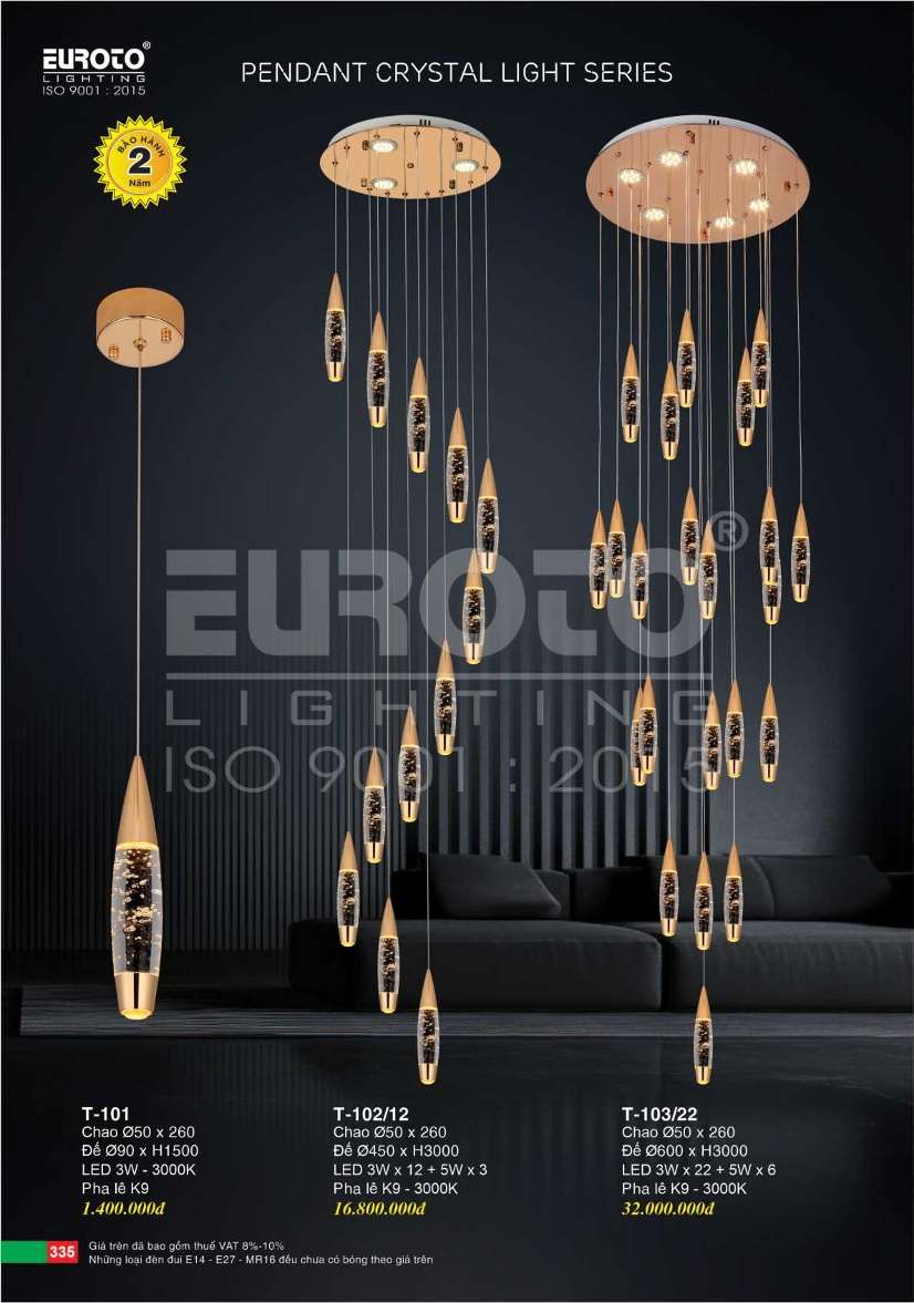 Đèn thả Euroto T-101, T-102/12, T-103/22
