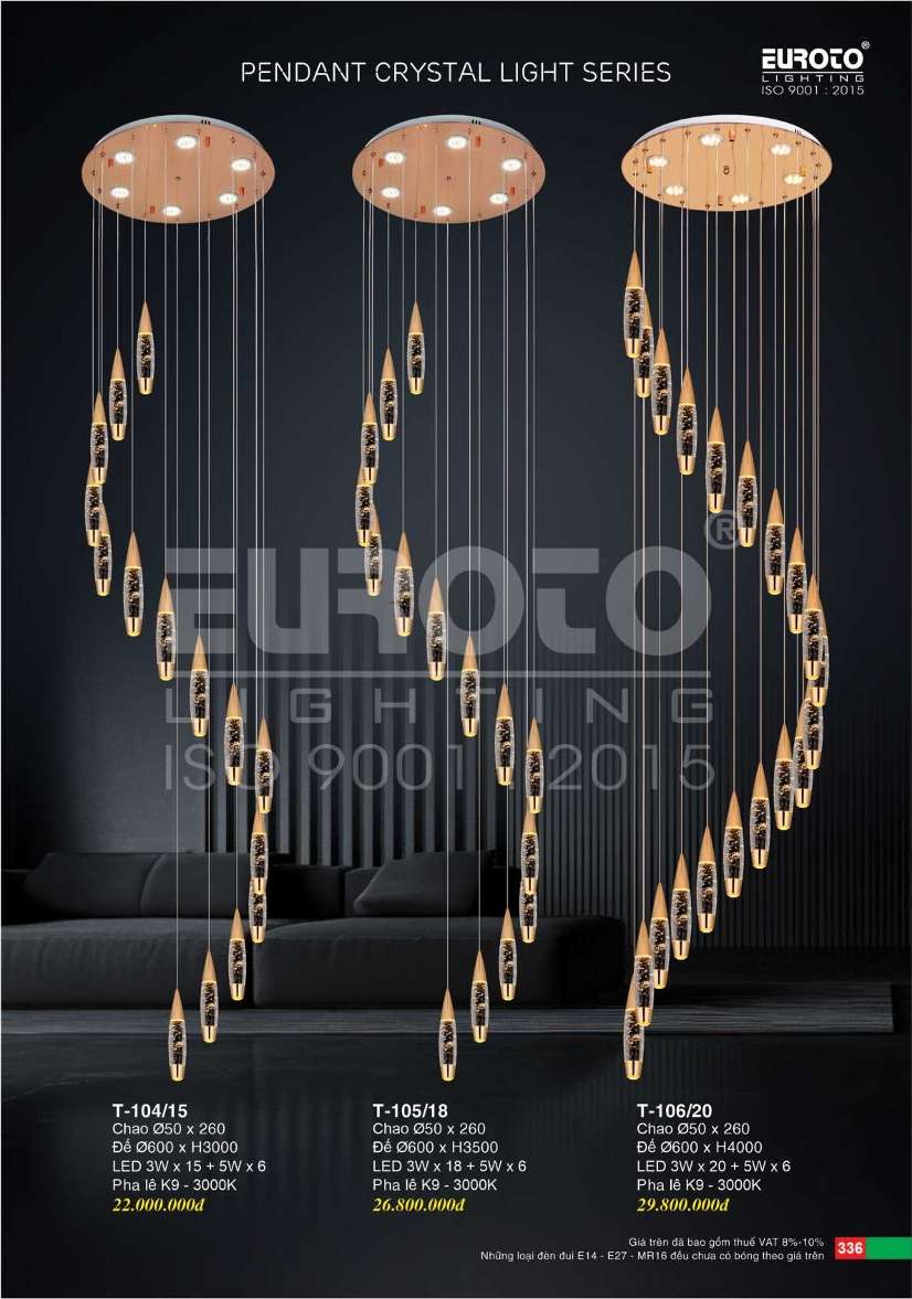 Đèn thả Euroto T-104/15, T-105/18, T-106/20