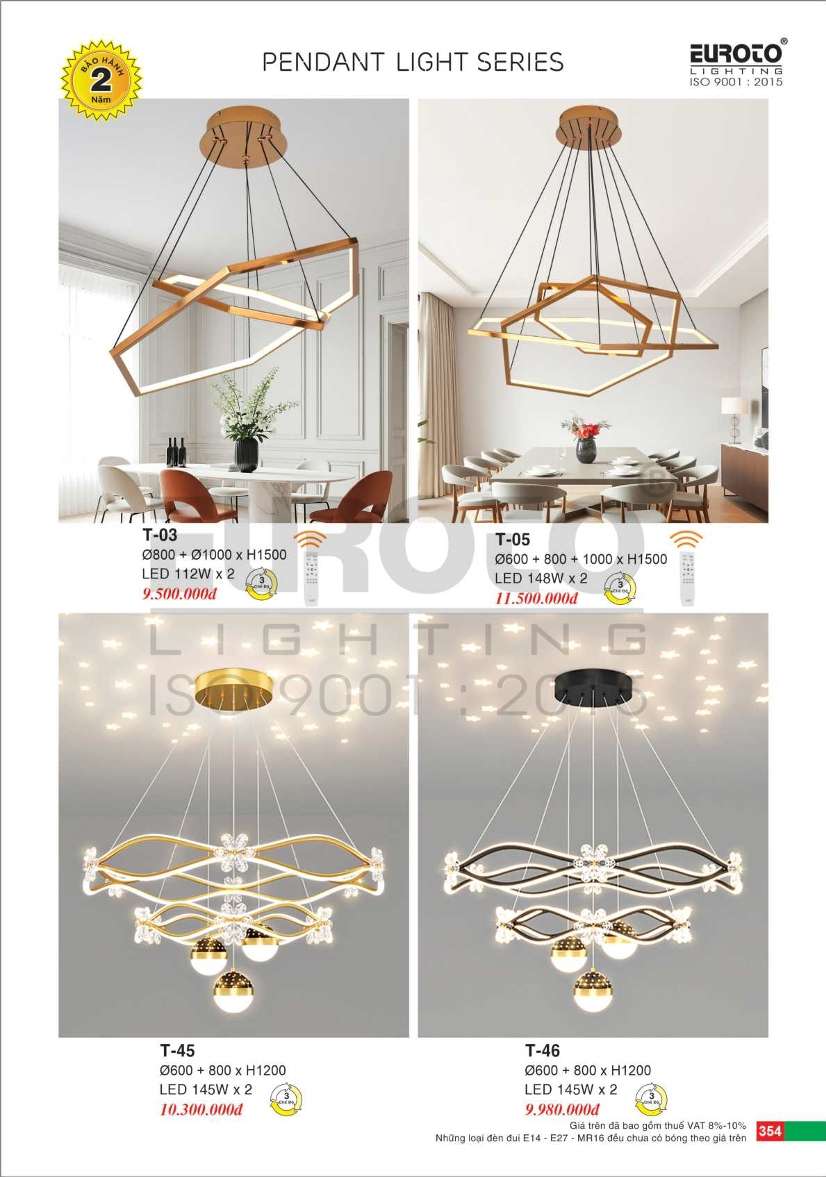 Đèn thả Euroto T-03, T-05, T-45, T-46