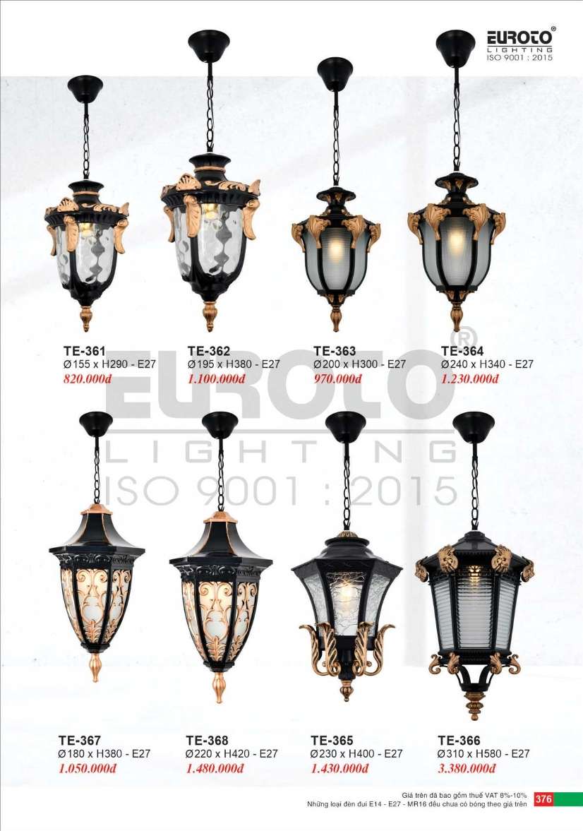 Đèn thả Euroto TE-361, TE-362, TE-363, TE-364, TE-365, TE-366, TE-367, TE-368