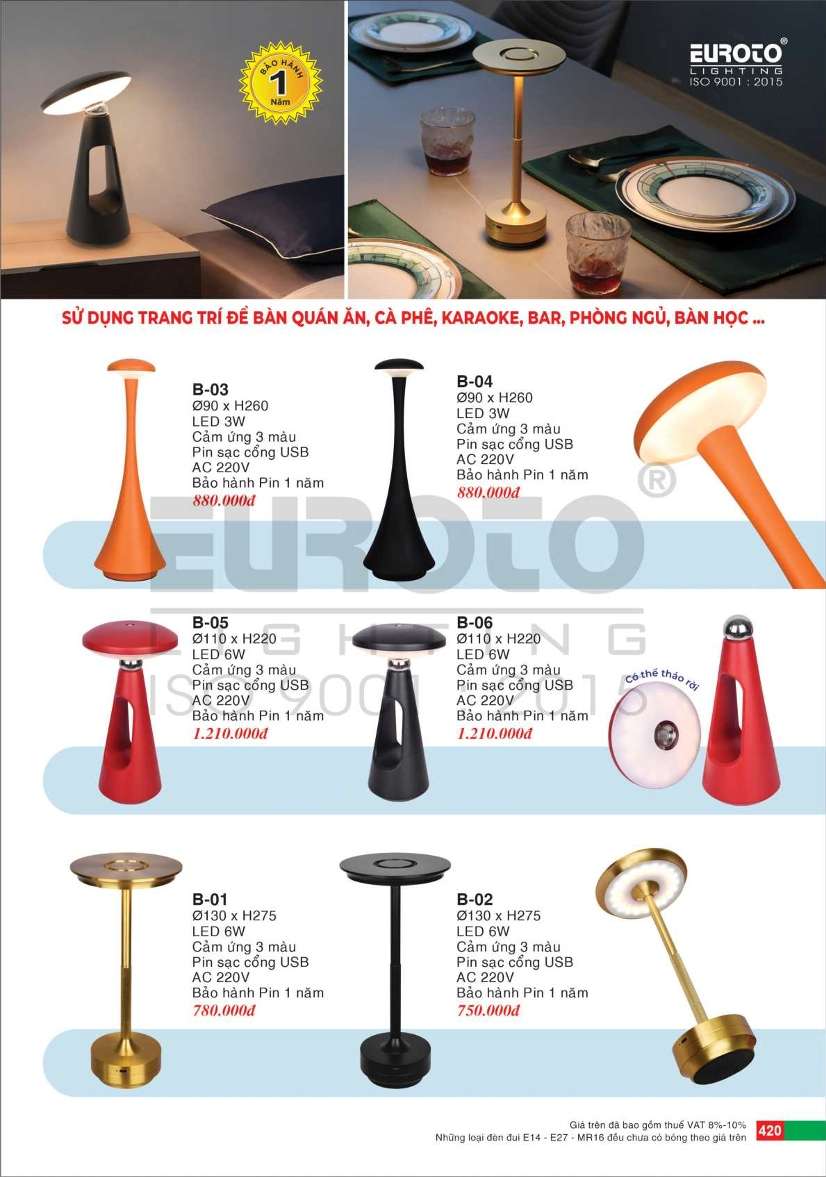 Đèn bàn Euroto B-01, B-02, B-03, B-04, B-05, B-06