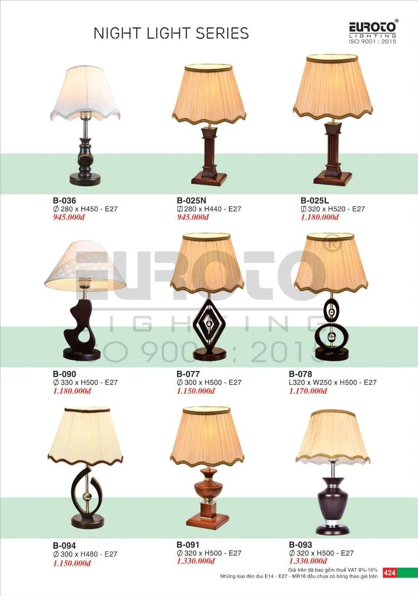 Đèn bàn Euroto B-036, B-025N, B-025L, B-090, B-077, B-078, B-091, B-092, B-093