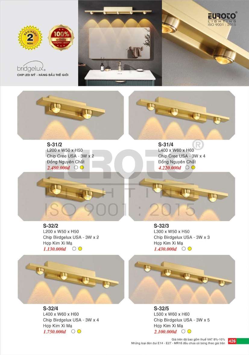 Đèn soi gương Euroto S-31/2, S-31/4, S-32/2, S-32/3, S-32/4, S-32/5