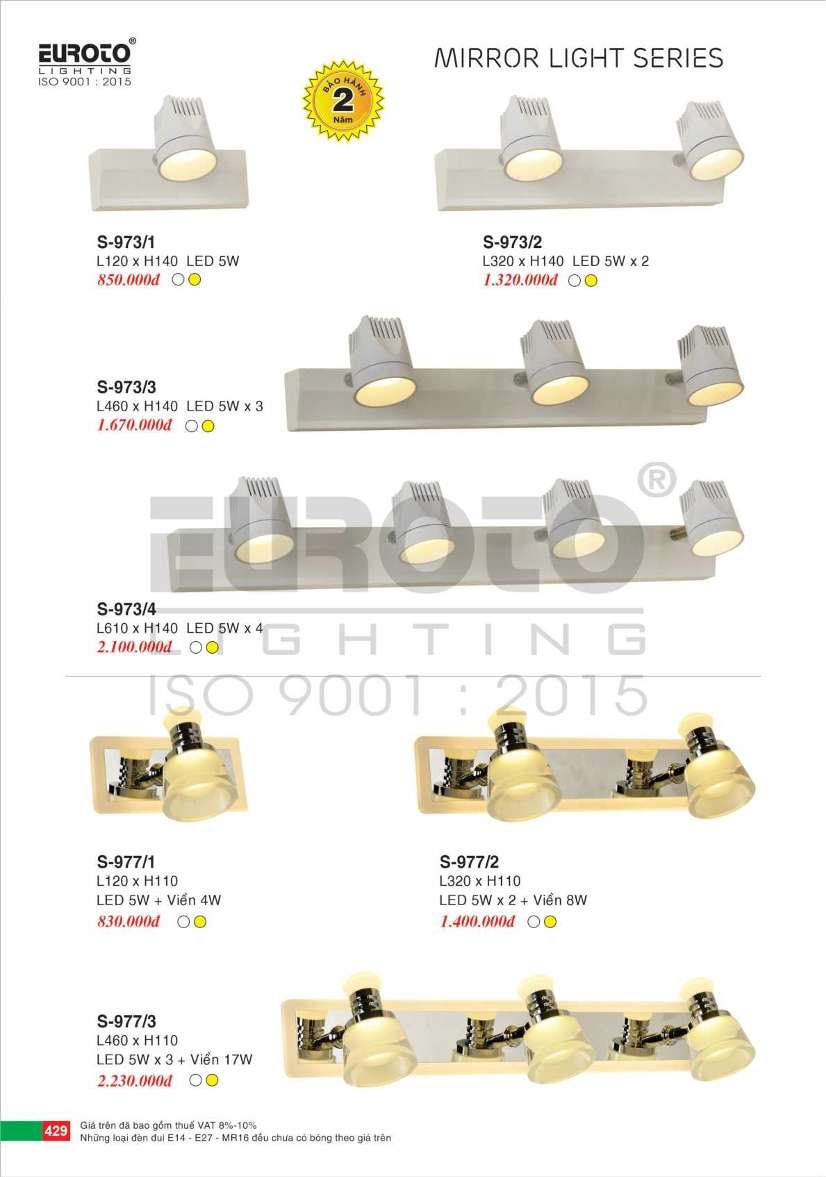 Đèn soi gương Euroto S-973/1, S-973/2, S-973/3, S-973/4, S-977/1, S-977/2, S-977/3