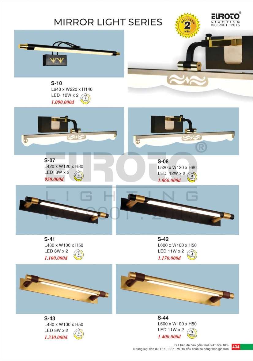 Đèn soi gương Euroto S-07, S-08, S-10, S-41, S-42, S-43, S-44