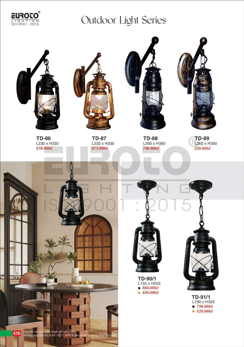 Đèn trụ Euroto TD-86, TD-87, TD-88, TD-89, TD-90/1, TD-91/1