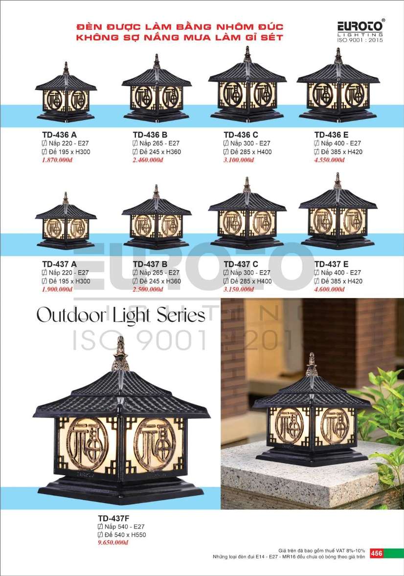 Đèn trụ Euroto TD-436 A, TD-436 B, TD-436 C, TD-436 E, TD-437 A, TD-437 B, TD-437 C, TD-437 E, TD-437 F