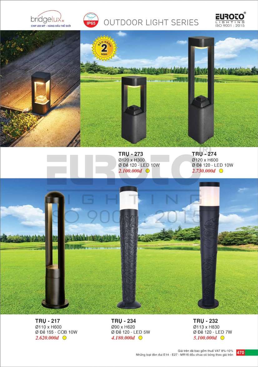 Đèn trụ Euroto Trụ 273, Trụ 274, Trụ 217, Trụ 234, Trụ 232
