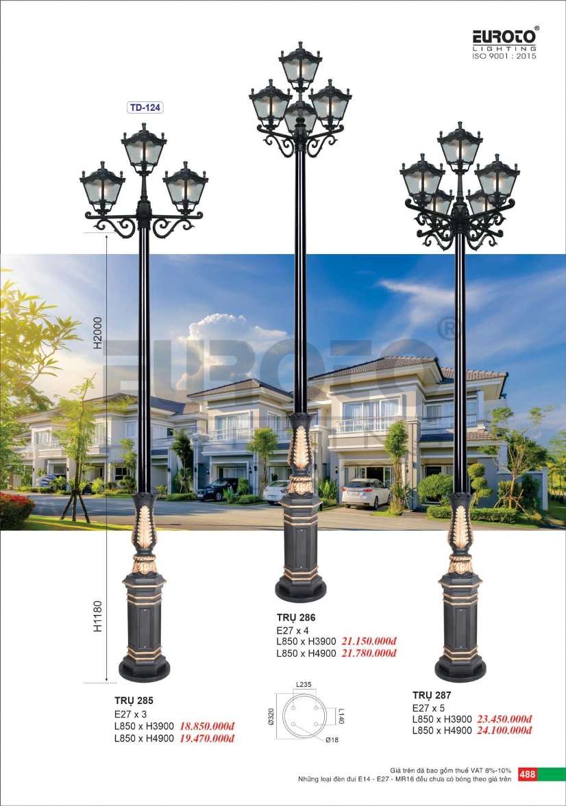 Đèn trụ Euroto Trụ 285, Trụ 286, Trụ 287