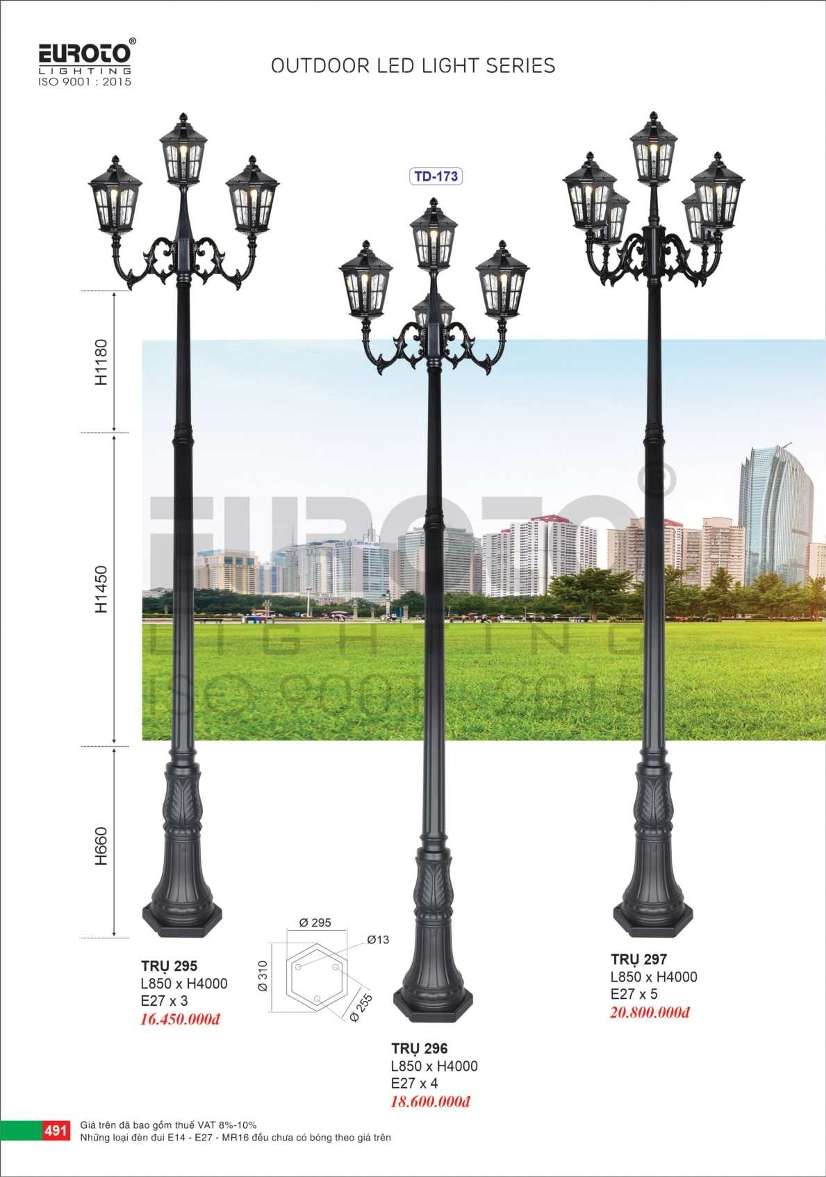 Đèn trụ Euroto Trụ 295, Trụ 296, Trụ 297