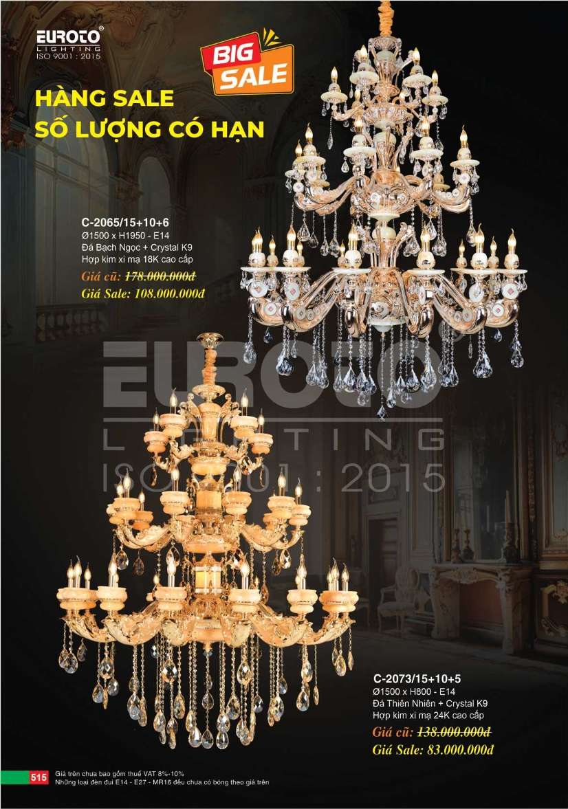 Đèn chùm Euroto C-2065/15+10+6, C-2073/15+10+5