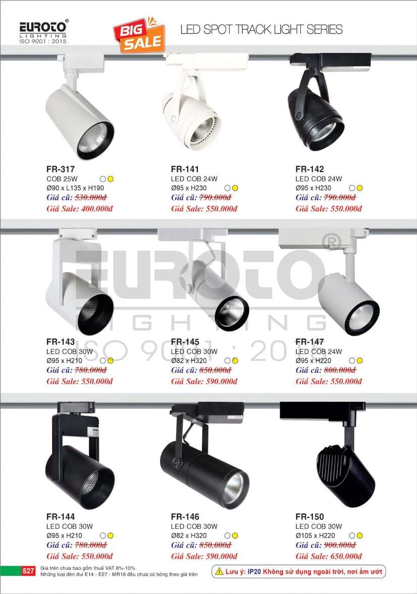 Đèn ray Euroto FR-141, FR-142, FR-143, FR-144, FR-145, FR-146, FR-147, FR-150, FR-317